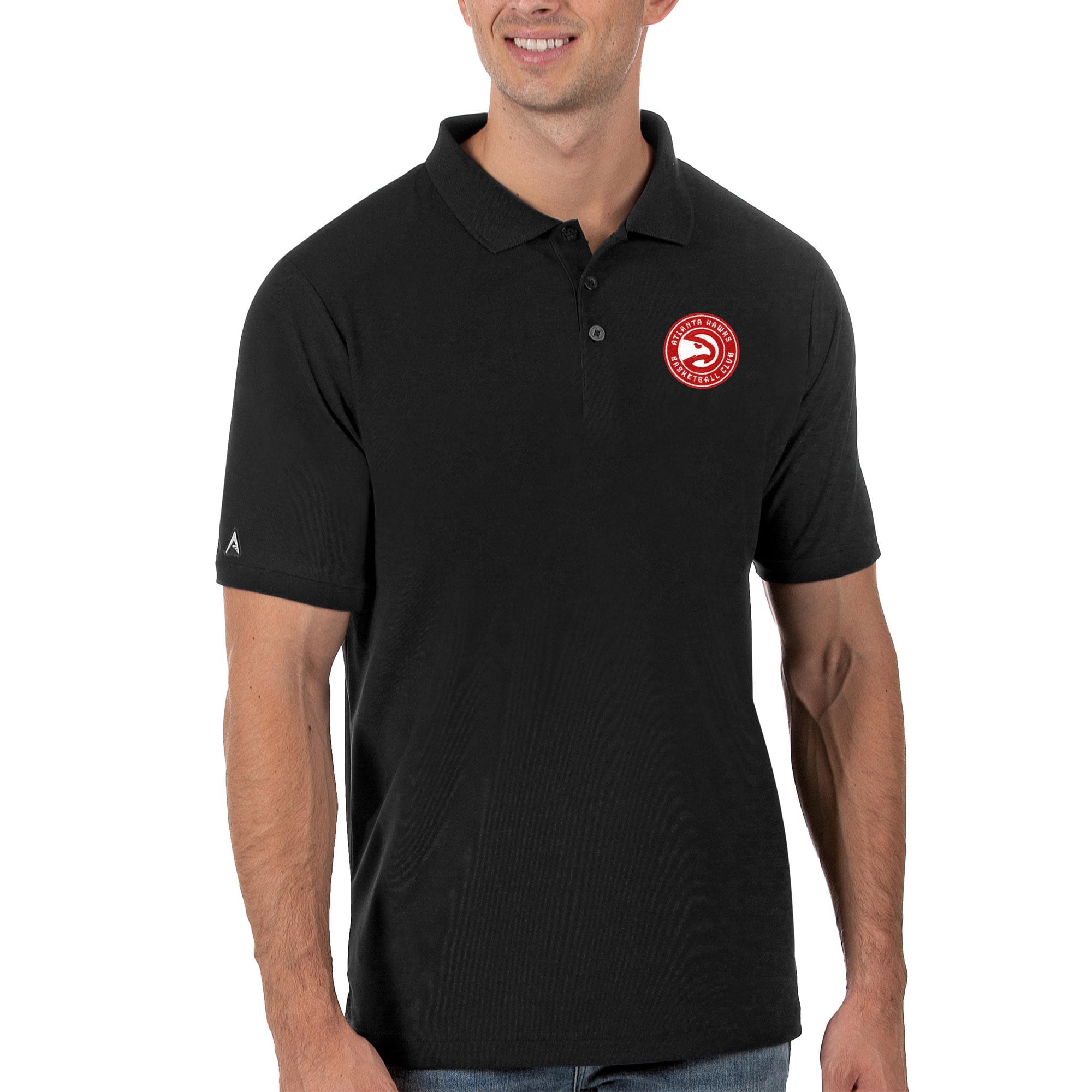 Men's Antigua Black Atlanta Hawks Legacy Pique Polo